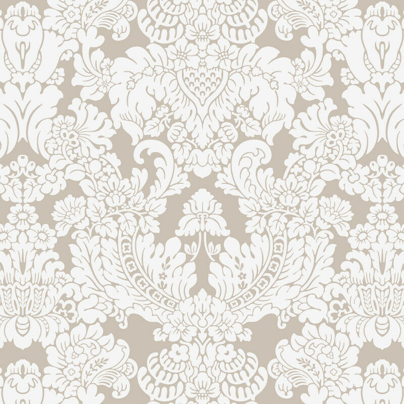 NEW! Bradbury and Bradbury Dollhouse Wallpaper - Warwickshire Damask Pewter