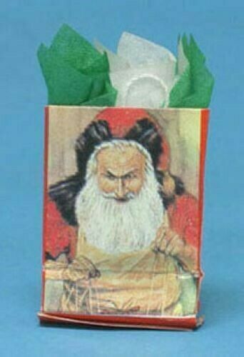 Dollhouse Miniature Christmas Shopping Bag with Tissue