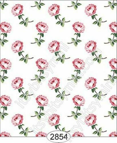Dollhouse Wallpaper - Cottage Chic - Rose Stem #2854