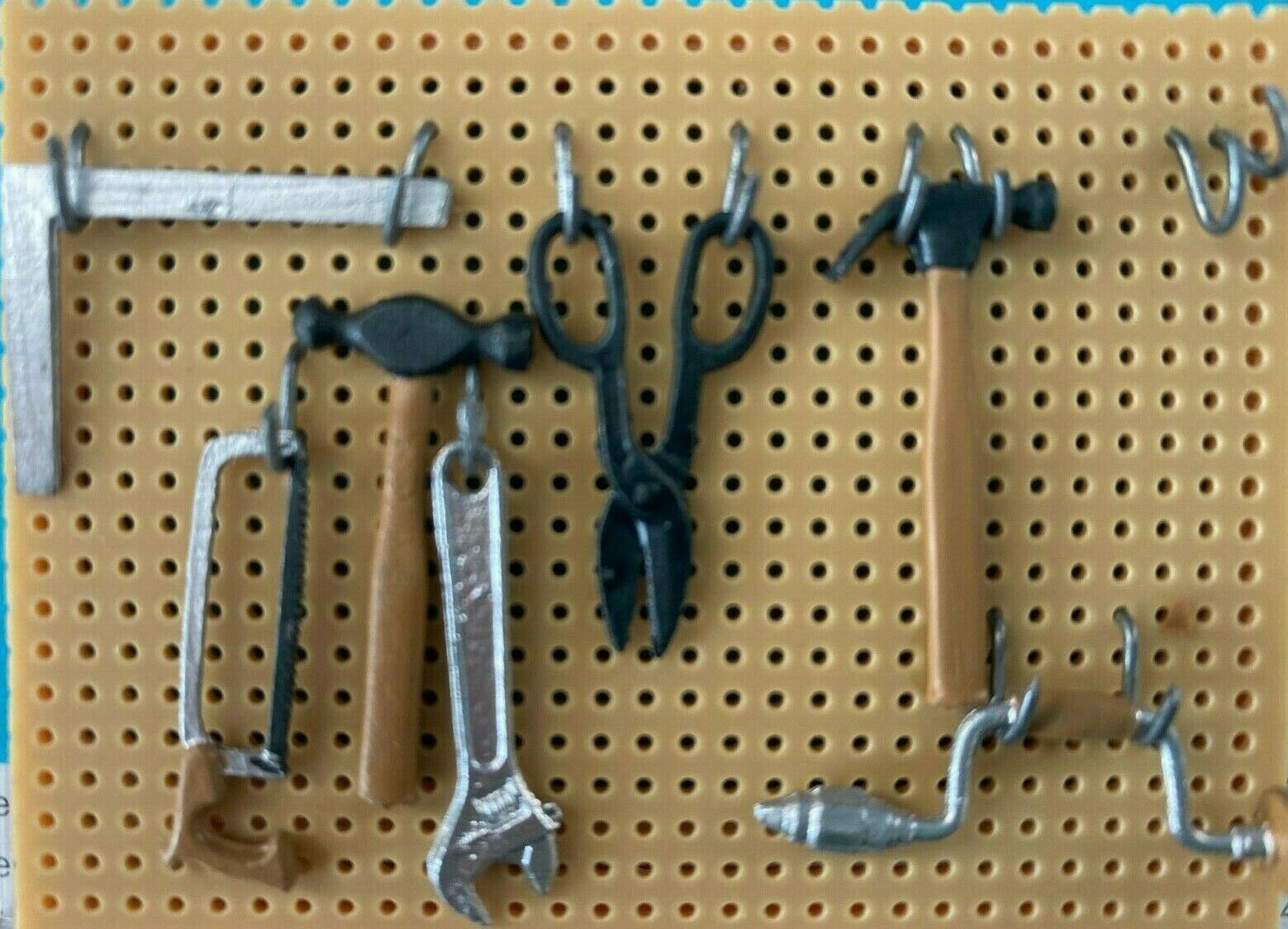 Dollhouse Miniature Peg Board with Tool Set