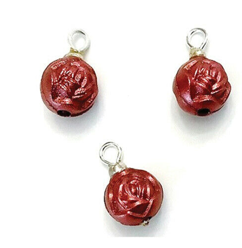 Dollhouse Miniature Burgundy Rose Ornaments, Package of 3