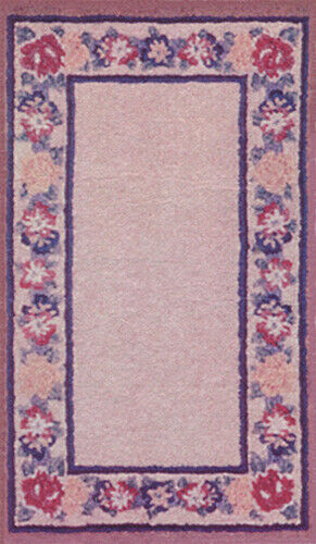 Dollhouse Miniature Beige Floral Border Printed Rug