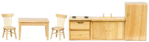 Dollhouse Miniature Kitchen Set of 6 in Oak