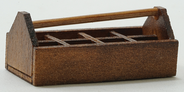 Dollhouse Miniature Garden Tool Carrier Walnut