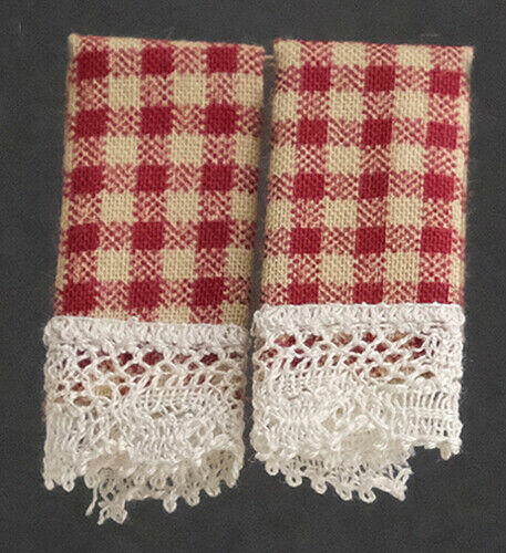 Dollhouse Miniature Country Red Kitchen Dish Towels