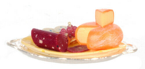 Dollhouse Miniature Cheese and Salami Tray