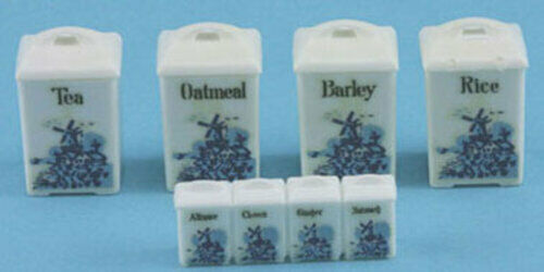 Dollhouse Miniature Delft Canister Set by Chrysnbon