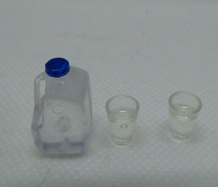 Dollhouse Miniature Gallon of Water with 2 Filled Glasses - Handcrafted