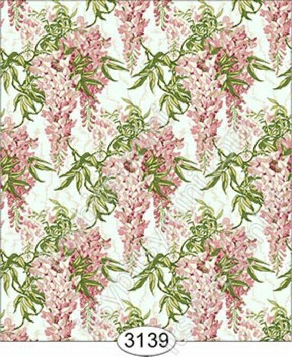 Dollhouse Halfscale Wallpaper - Floral Wisteria Pink