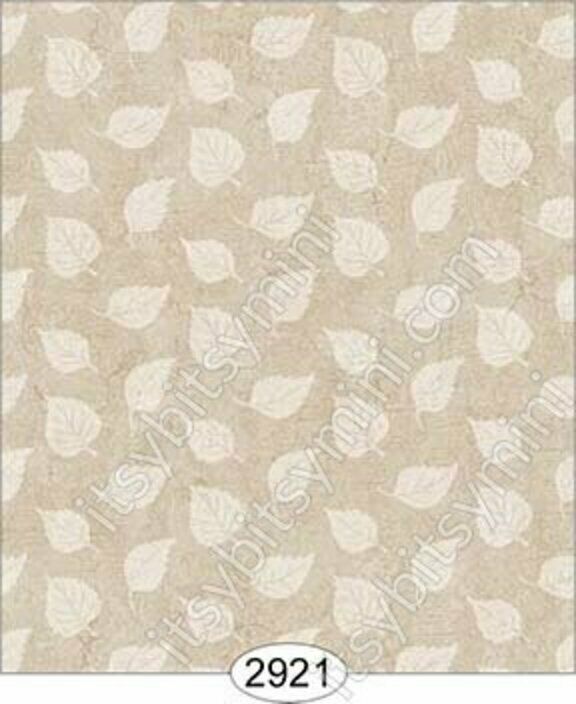 Dollhouse Halfscale Wallpaper - Birch Leaf Silhouette Brown Beige