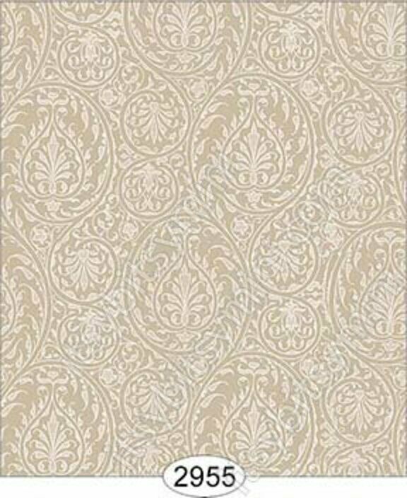 Dollhouse Halfscale Wallpaper - Birch Damask Brown Beige