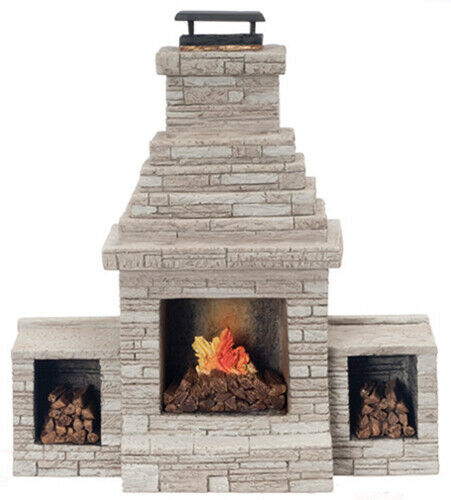 Dollhouse Miniature Large Outdoor Fireplace