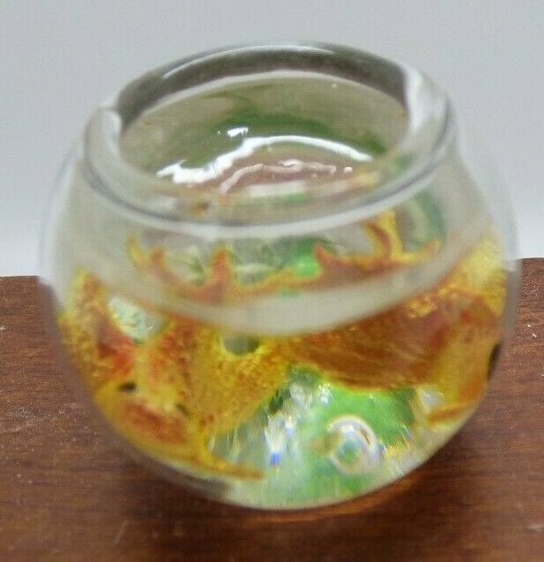 Dollhouse Miniature Glass Fish Bowl with 2 Fish #3
