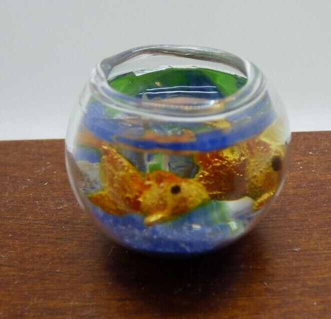 Dollhouse Miniature Glass Fish Bowl with 2 Fish #2