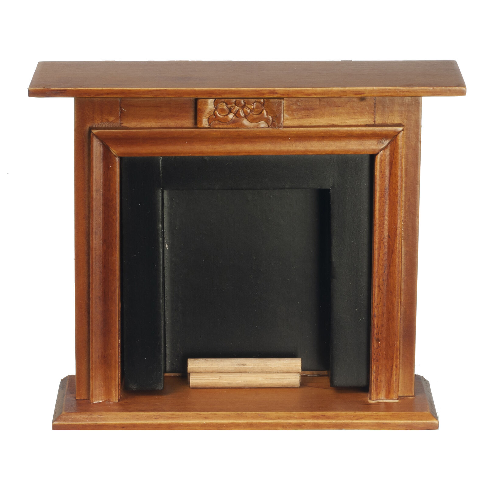 Dollhouse Miniature Walnut Fireplace