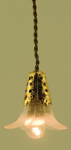 Hanging Lamp, Frosted Flower, for Dollhouse Miniature 12V