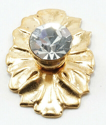 Dollhouse Miniature Crystal Medallion Brass Knob, 2 Pieces