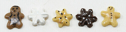 Dollhouse Miniature Holiday Cookie Assortment, 5 pieces
