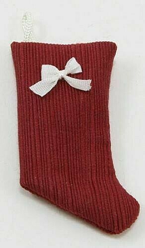 Dollhouse Miniature Cranberry Stocking with White Bow