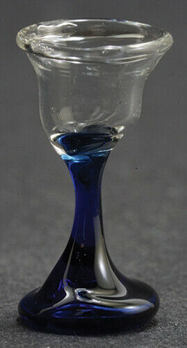 Dollhouse Miniature Blue Stem Wine Glass