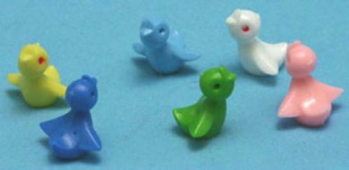 Dollhouse Miniature Colored Chicks, 5 Pack
