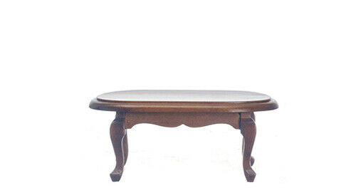 Dollhouse Miniature Oval Coffee Table in Walnut