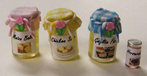 Dollhouse Miniature 4 Jars of Soup, Handcrafted