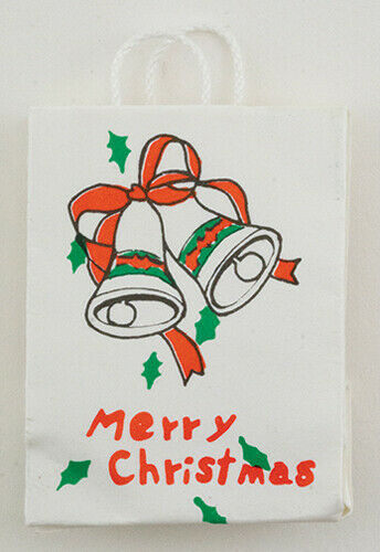 Dollhouse Miniature Christmas Shopping Bag, Merry Christmas Bells