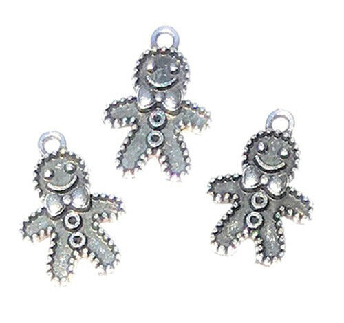 Dollhouse Miniature Silver Gingerbread Man Ornaments Set of 3