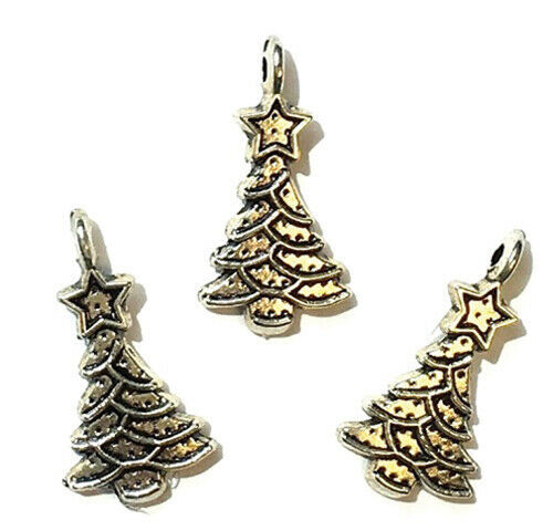 Dollhouse Miniature Silver Tree Ornaments Set of 3