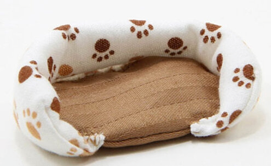 Dog Bed, Small, Paw Print With Checker Pattern Print