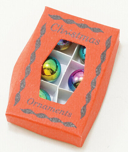 Dollhouse Miniature Christmas Ornaments in Red Box