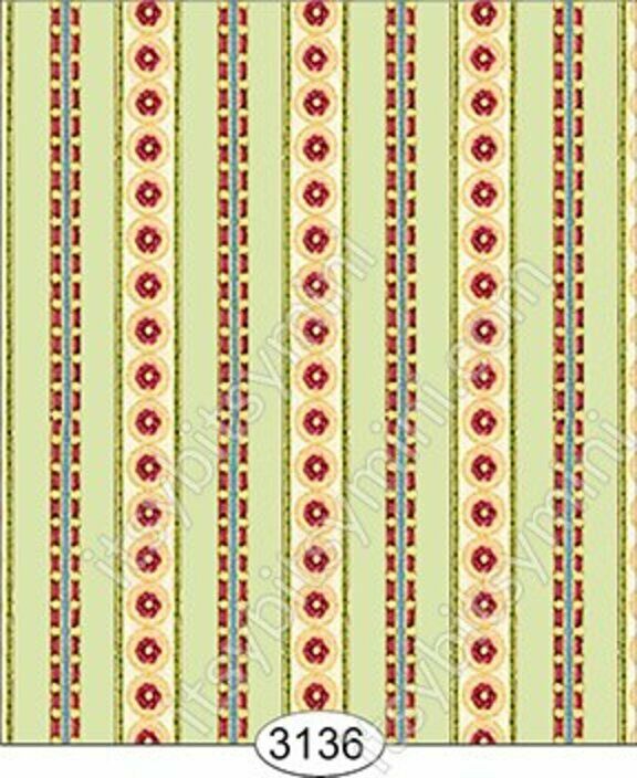 Dollhouse Miniature Wallpaper - Christmas- Hannah Stripe Green 1:12 Scale Itsy Bitsy Minis