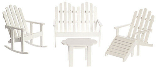 Dollhouse Miniature Adirondack Furniture White 5 Piece