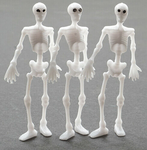 Dollhouse Miniature 2 Inch Skeletons, 3 Pieces