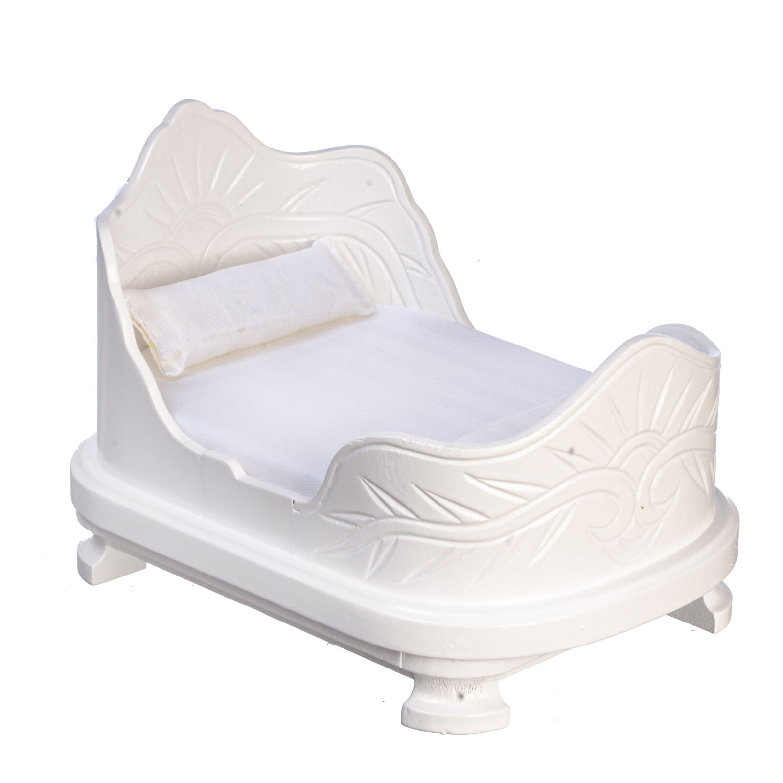 Dollhouse Miniature Belter Bed in White