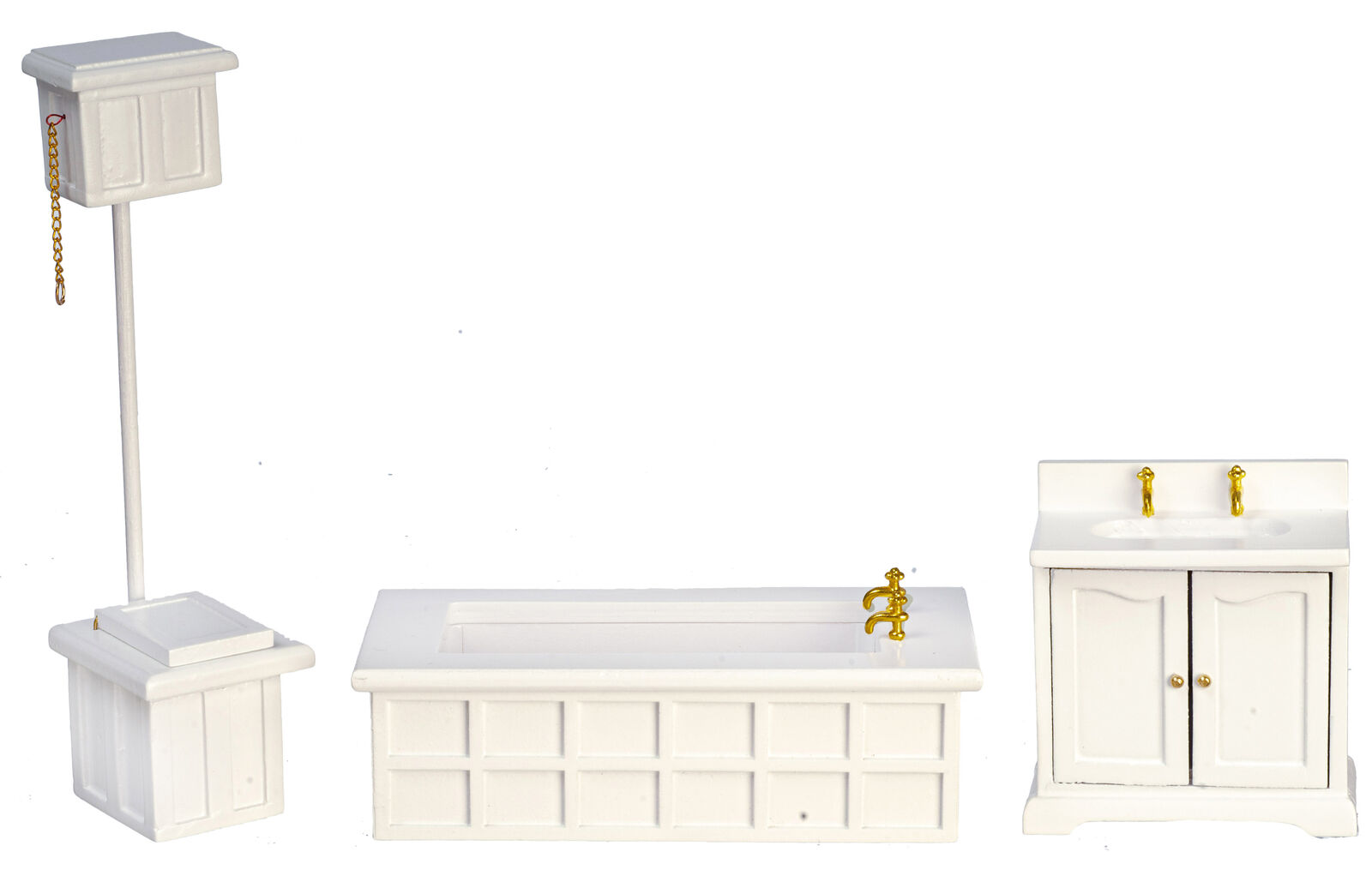 Dollhouse Miniature Victorian Bath Set in White