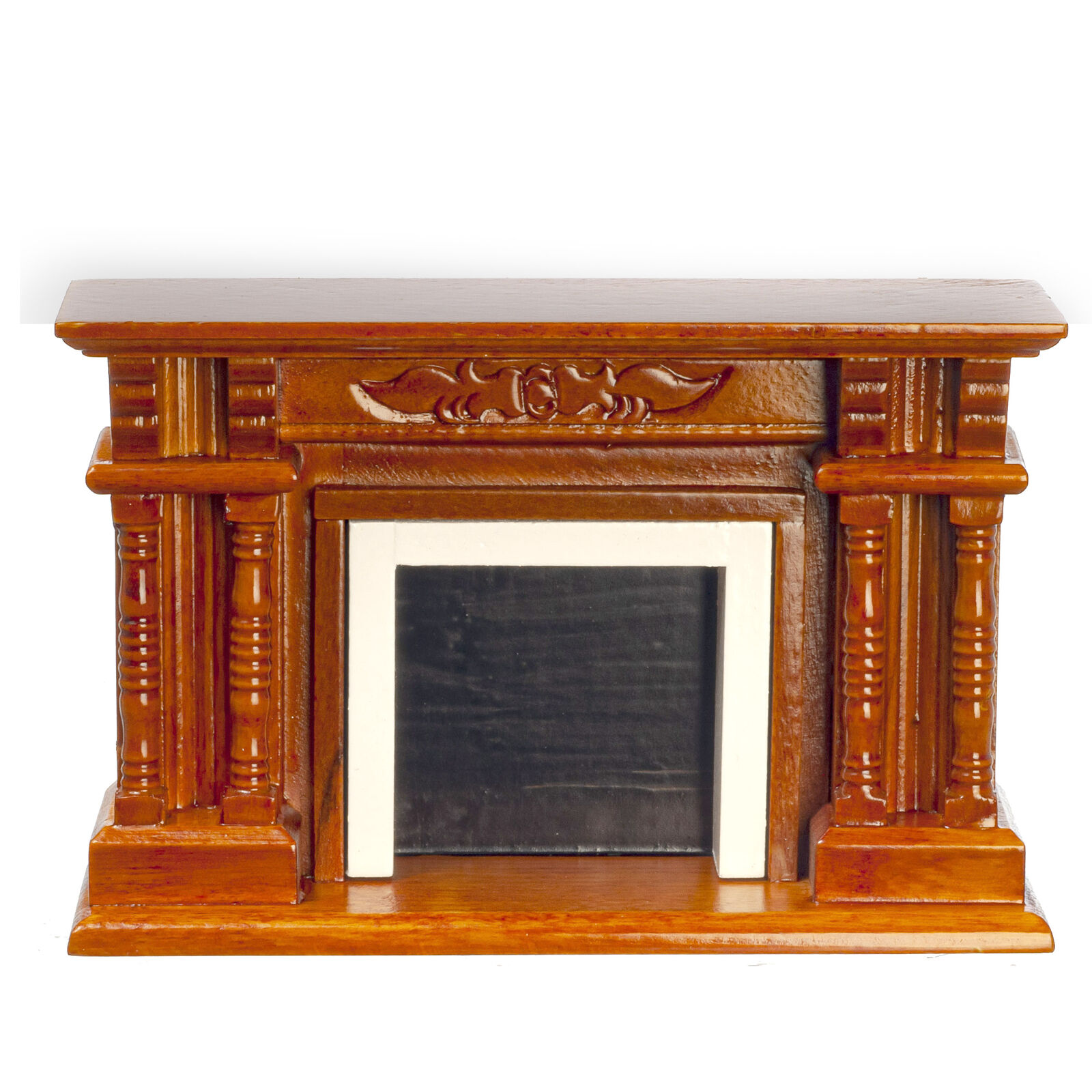 Dollhouse Miniature Victorian Fireplace Walnut
