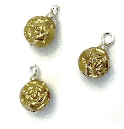Dollhouse Miniature Gold Rose Ornaments, Package of 3