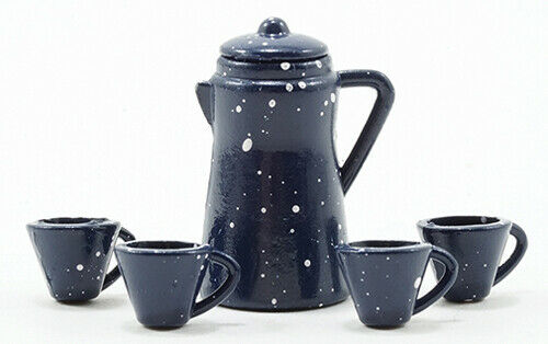 Dollhouse Miniature Blue Enamelware Coffee Set