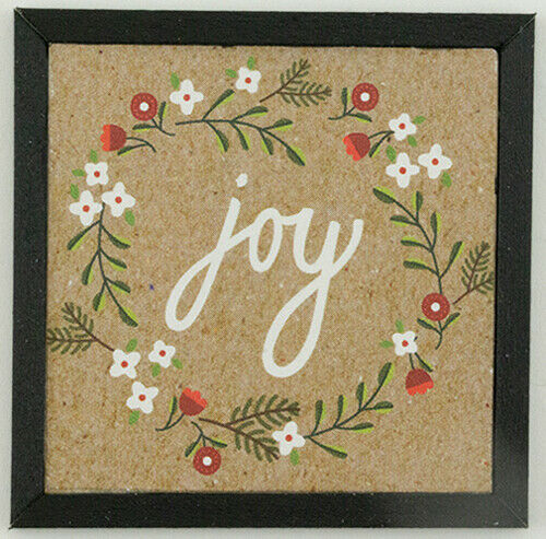 Dollhouse Miniature Joy Wreath Picture