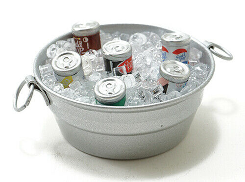 Dollhouse Miniature Tub with Ice and Canned Drinks