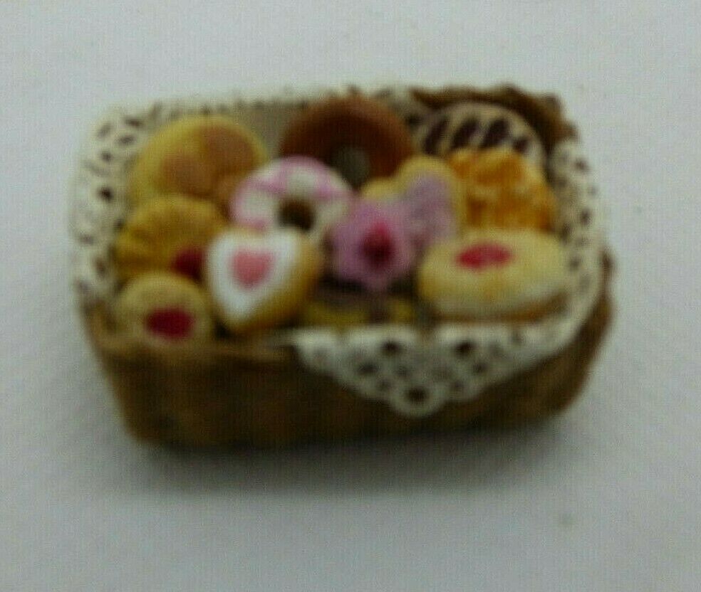 Dollhouse Miniature Pastry Basket Handcrafted