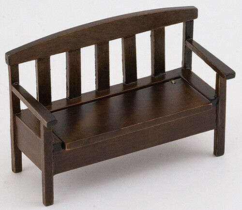 Dollhouse Miniature Garden Bench, Walnut