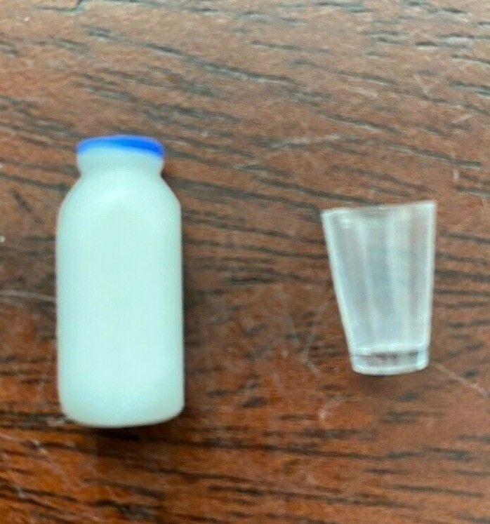 Dollhouse Miniature Quart of Milk with Glass