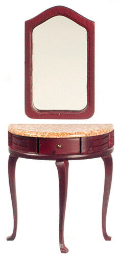 Dollhouse Miniature Dem-Table with Mirror in Mahogany