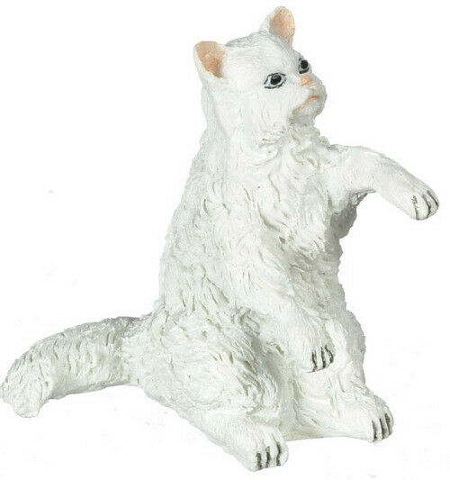 Dollhouse Miniature Sitting White Persian Cat