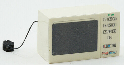 Dollhouse Miniature White Microwave with Cord