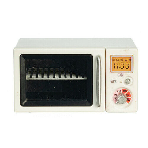 Dollhouse Miniature White Microwave with Light