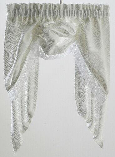 Dollhouse Miniature Valance, Country Balloon, White